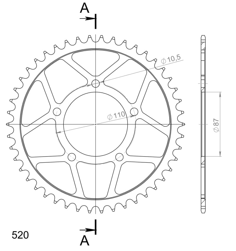 CORONA SUPERSPROX ACERO SUZUKI 520 X47  - RFE823X47BLK