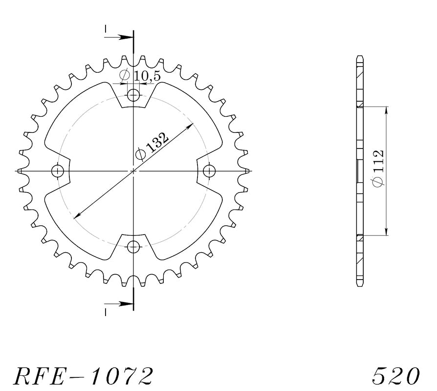 CORONA SUPERSPROX ACERO KYMCO 520 X 38  - RFE1072X38BLK