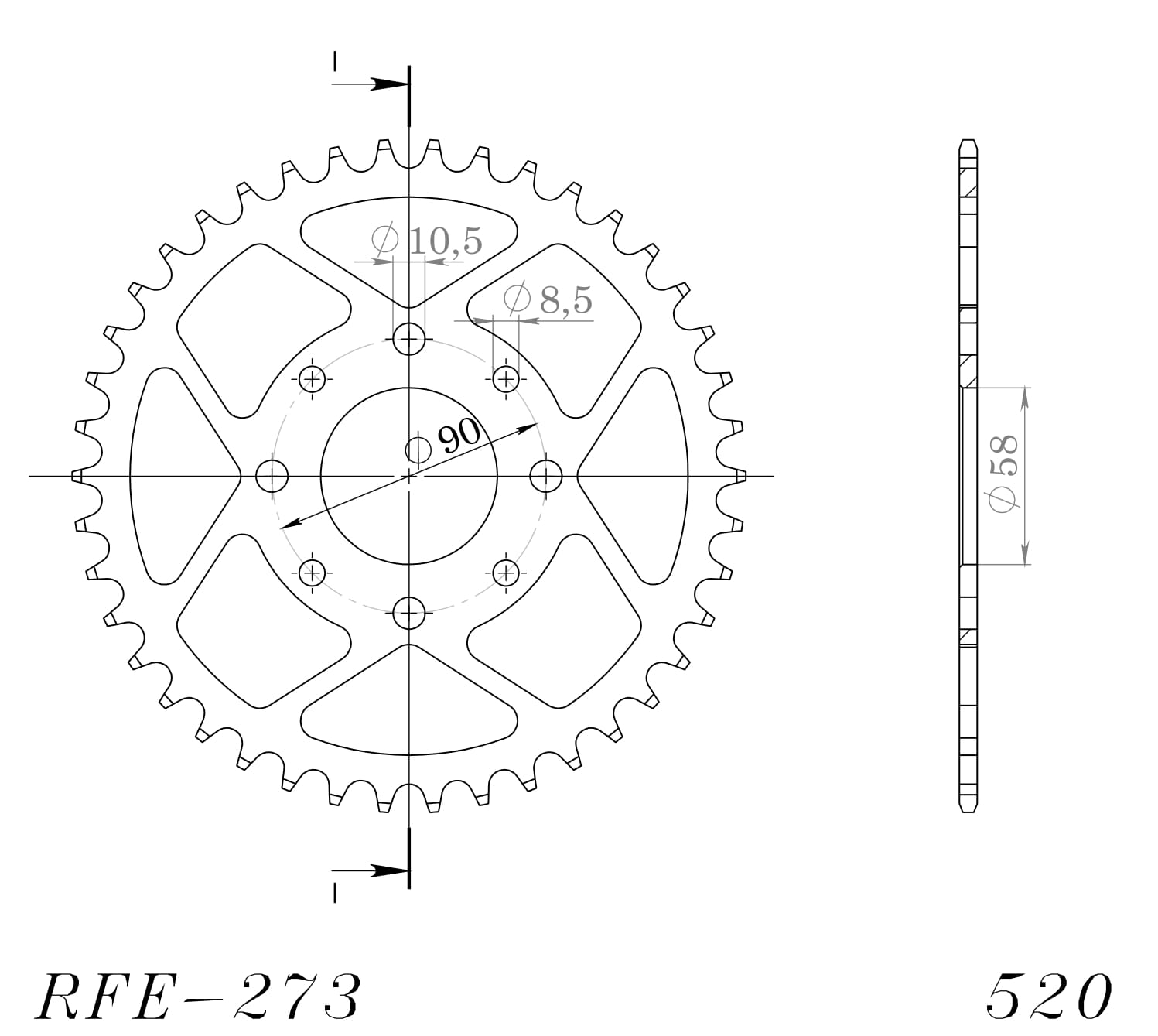 CORONA SUPERSPROX ACERO KTM 520 X 45  - RFE273X45BLK