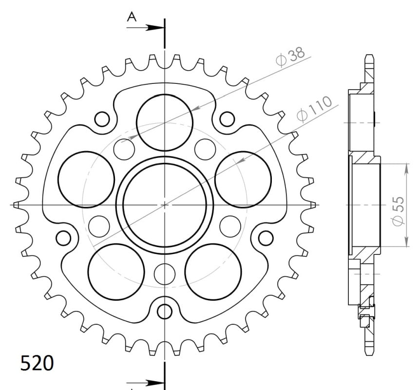 CORONA SUPERSPROX STEALTH ROJA DUCATI 520 X 38  - RSA736X38RED