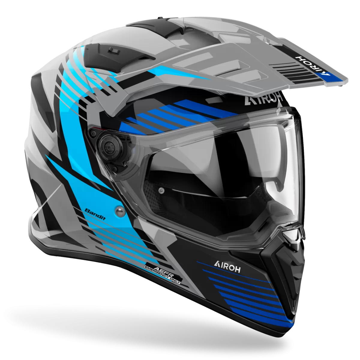 CASCO AIROH BANDIT SPICY BLACK BLUE GLOSS