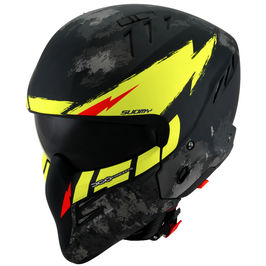 CASCO SUOMY ARMOR HI VOLT MATT BLACK/YELLOW E06