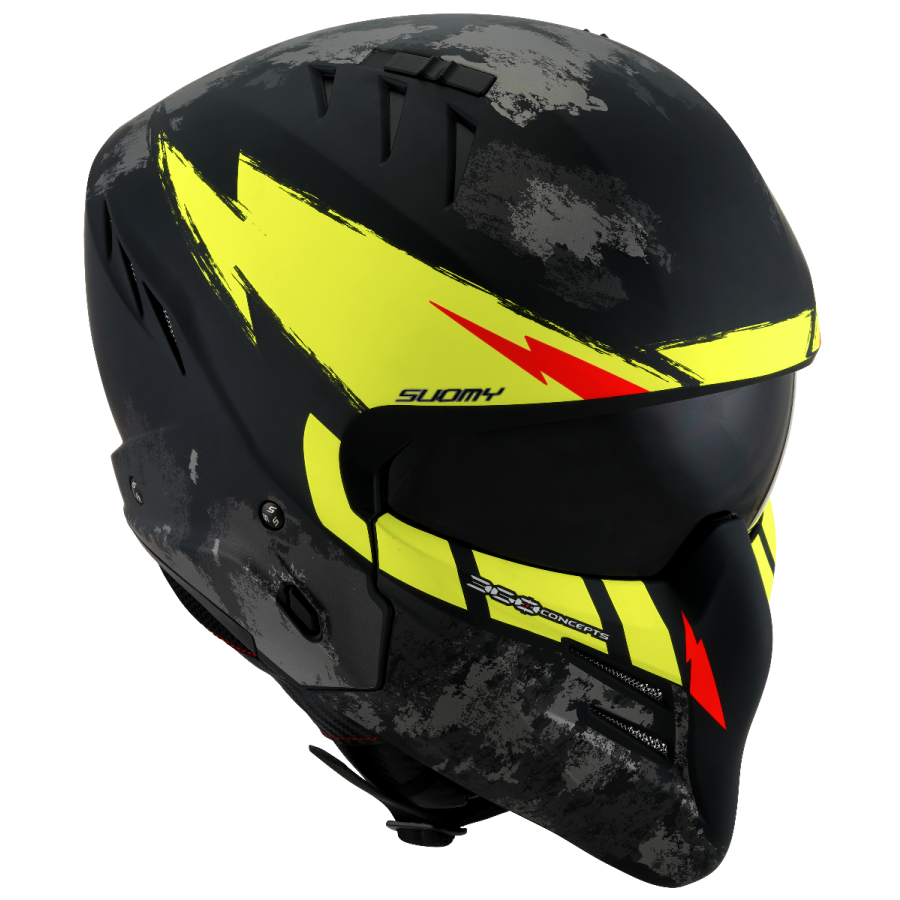 CASCO SUOMY ARMOR HI VOLT MATT BLACK/YELLOW E06