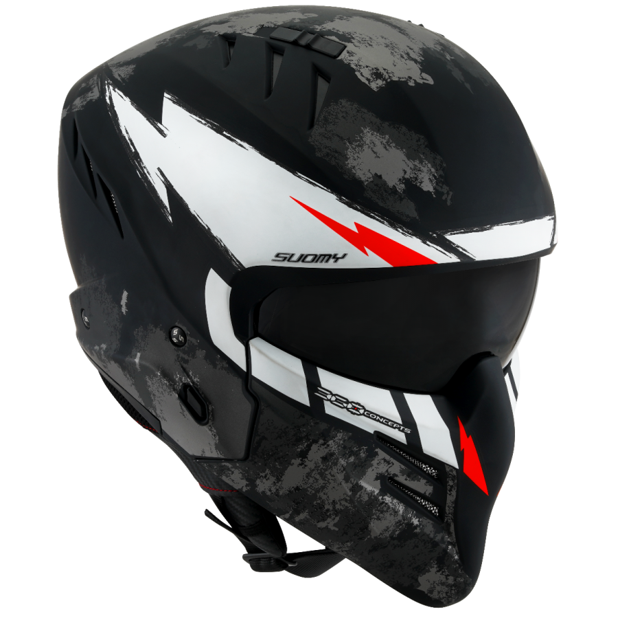 CASCO SUOMY ARMOR HI VOLT MATT BLACK/WHITE E06