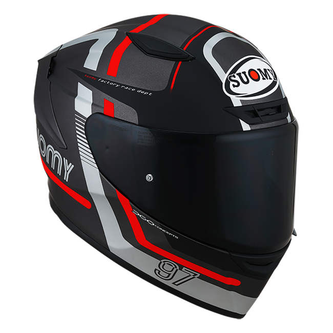 CASCO SUOMY TRACK-1 NINETY SEVEN MATT GUN METAL/RED E06
